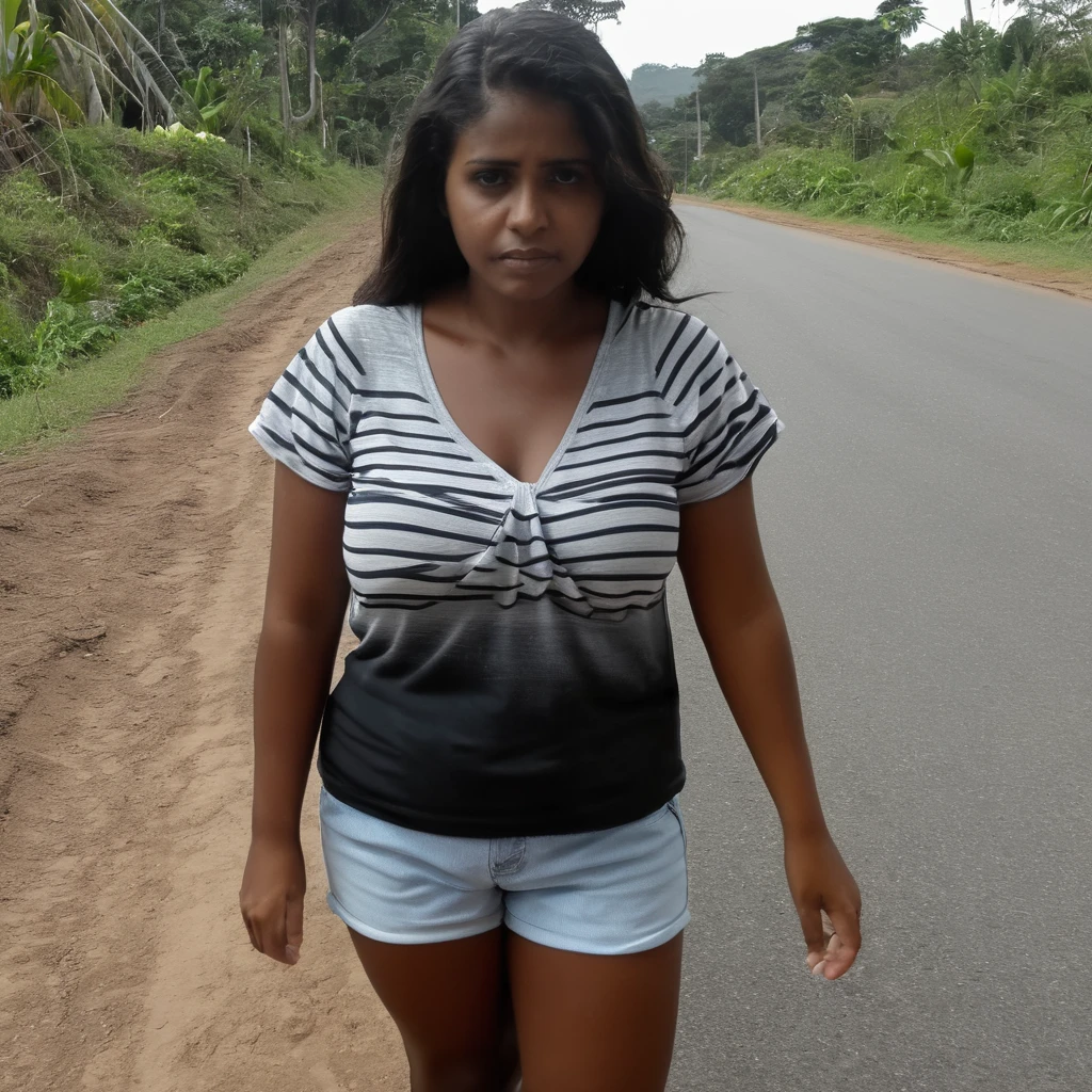 senhora idosa com semblante triste com roupas simples