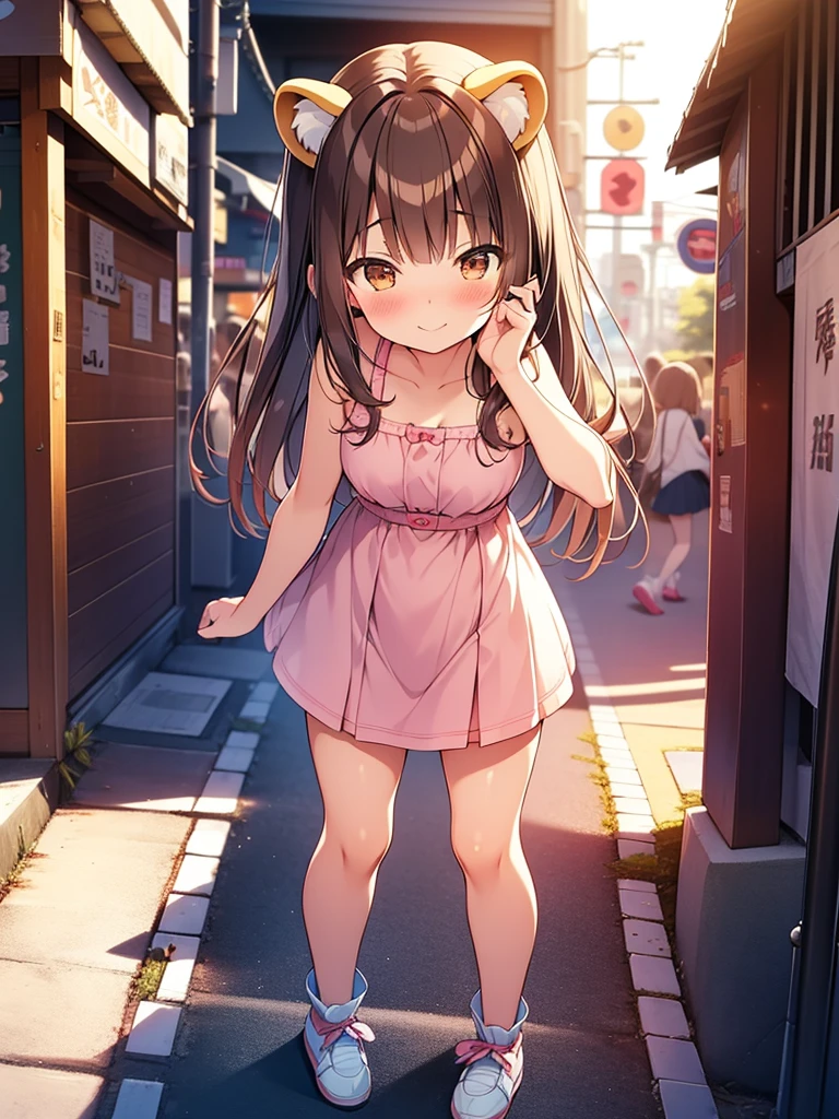 girl in short dress long stockings on the street akihabara tanuki blush on cheeks show pussy