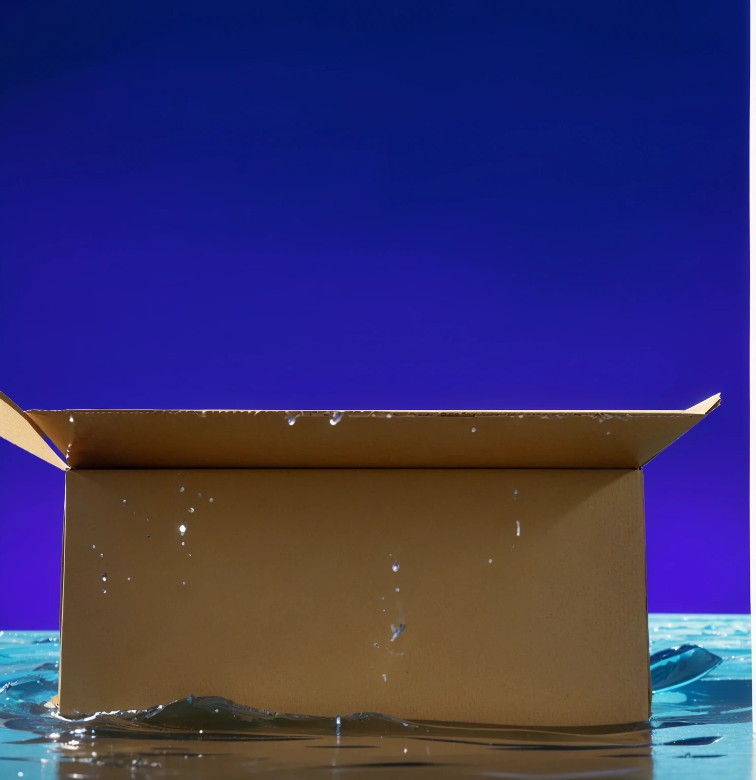 The image depicts a cardboard box floating on the surface of the water. cardboard boxThe box is open on one side, and the background is dark blue, providing cardboard boxa contrast to the brown color of the cardboard. Water droplets are visible on the surface of the box, indicating that it is partially wet. cloudscartoon rendering cardboard box key frame, cute 3D rendering,,Create ultra sharp цветной рендеринг zbrush. perfect cgi, cgi art cardboard boxcreated only with gradients, smooth silhouette, cardboard boxCreate ultra sharp skin, high intensitycardboard box refraction, (plastic material), most beautiful vfx,cardboard box blue background, plastic refractions, glossy texturecardboard box, smooth 3d model, multiple light sources, rim light, sharp post effectscardboard box render, (glossy cardboard boxplastic texture with multiple big light probe refractions), perfect cgi, cgi art cardboard boxcreated only with gradients, smooth silhouette, high intensity refraction, (plastic material), most beautiful vfx, blue background