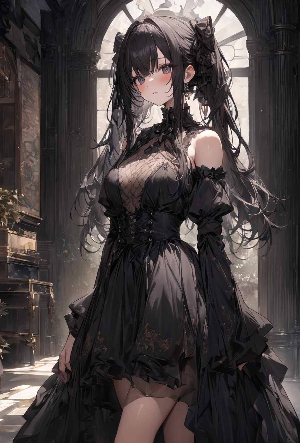 ((highest quality)), ((masterpiece)), ((Very detailed)), (Very cute),絹のような優しい薄い茶colorの髪の身長が165cmくらいの笑顔の女性,color(white)(orange)(black)が3color均等に使われたある光沢感を薄いロングヘアのフード付きのパーカーを着た笑顔の女性, alone, Cute attitude,(background(bright),Long Hair - Straight,Knee-high socks、black and white wedding dress with hood,White wall、Sitting、Face is close、Being in a white room、Facing the viewer、Illustration-like feel、Face Draws Up