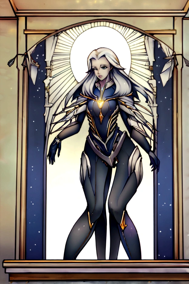 Cosmic Fallen Angel, olhos claros brilhantes, Biomechanics, estranho, assustador, Pesadelo, cores muito brilhantes, light particles, com luz brilhante, Mshiff, Arte do papel de parede, Papel de parede UHD