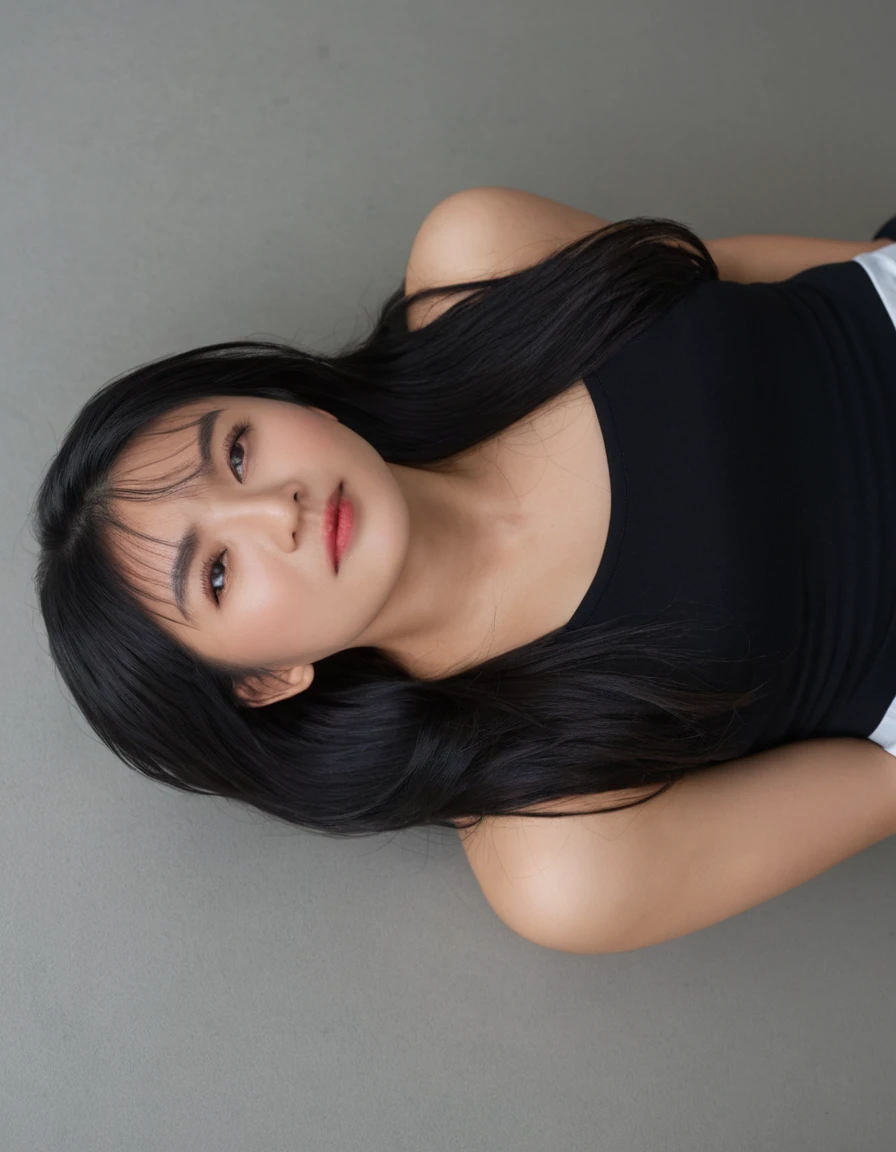 Best Quality, 8k, Masterpiece, (Portrait: 1.3), (photo realistic:1.4), (hyper realistic:1.4), Sharp Focus, looking at viewer, (smoother lighting:1.1), (increase cinematic lighting quality:0.9), realistic lighting, backlighting, light on face, ray trace, (brightening light:1.2), (Increase quality:1.4), sharp detail, (best quality real texture skin:1.4), finely detailed eyes, black_eyes, finely detailed face, 25 year old Korean woman, (white formal_shirt:1.4), (Create an image maintaining the original base model hairstyle:1.5)