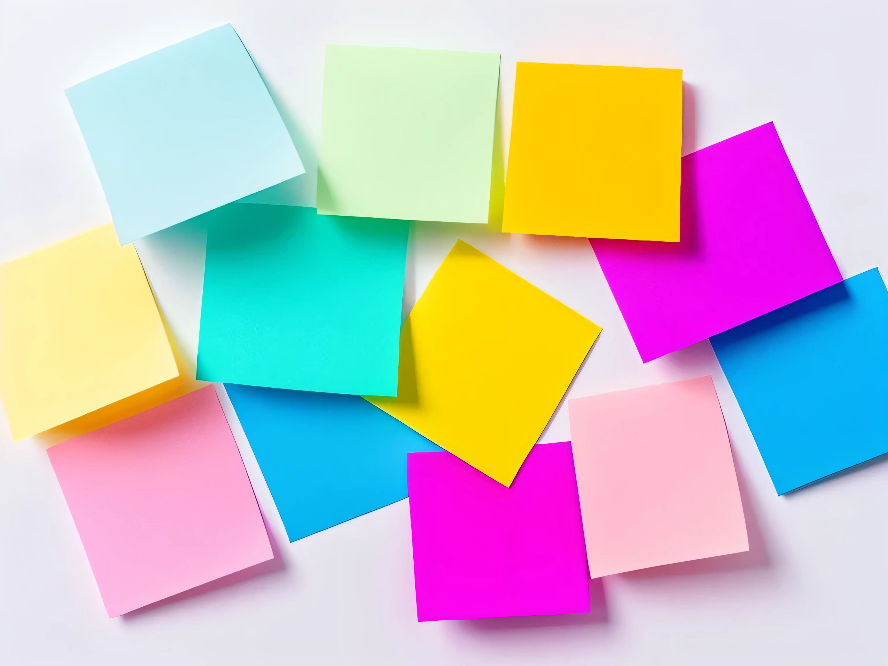 Post-it notes,White background,Vibrant gradient colors