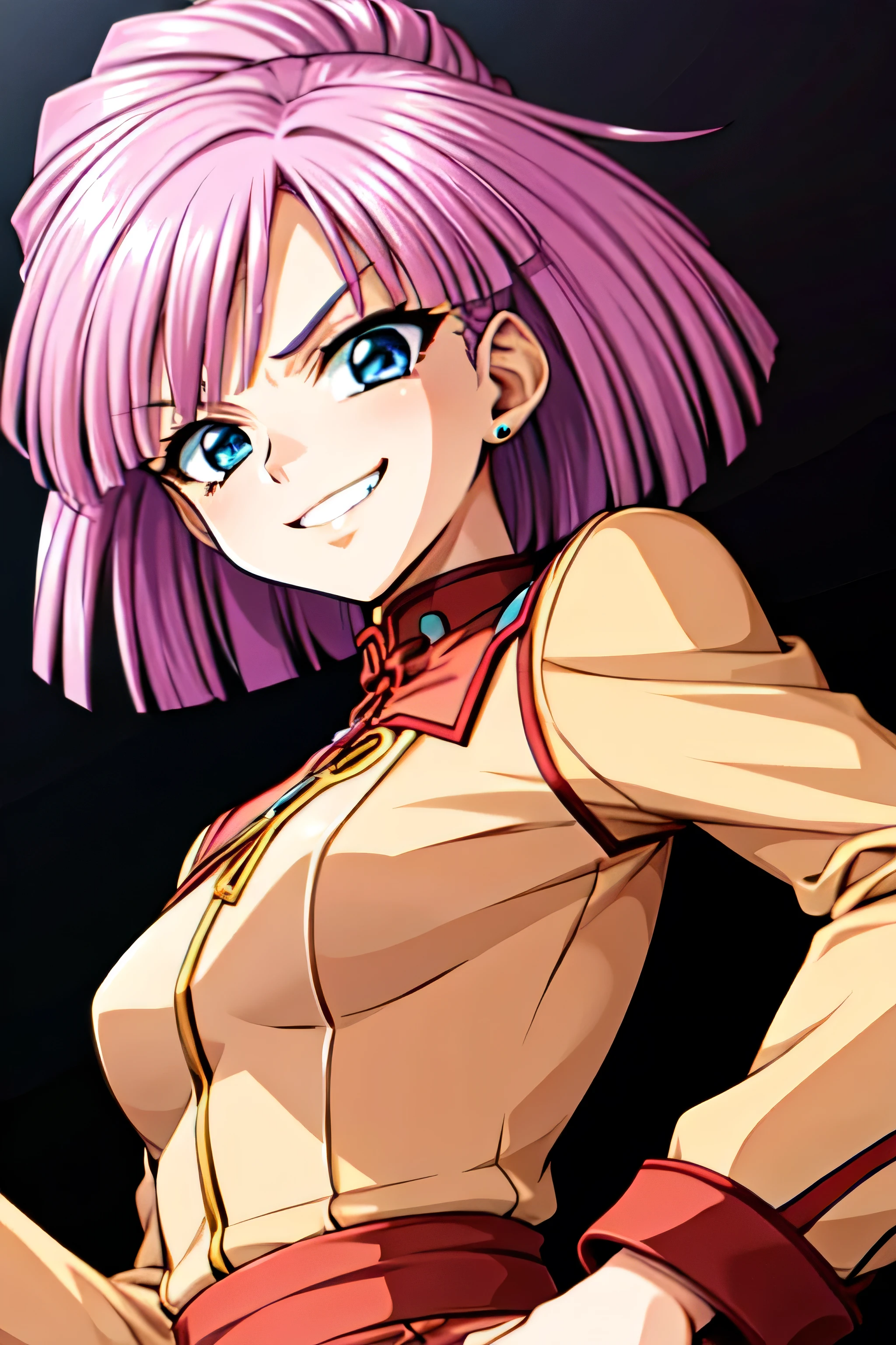 (best_quality 4K, 8K, High resolution, Masterpiece: 1.2), ultra detailed),from_below,(anime_screencap),(1girl,solo),dynamic_angle,too evil_smile,too evil laugh at,tis,deep shadeded_face,too sadistic,smile worst,,bob short hair,,,looking at viewer,upper body,too evil mockery,smile full of malice,