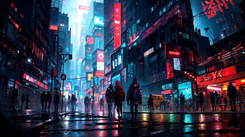 Painting of a city night view with neon lights and a big screen, hyper realistic Cyberpunk City, cyberpunk in a Cyberpunk City, Blade Runner atmosphere, Cyberpunk aesthetic, Cyberpunk aesthetics, busy Cyberpunk City, Cyberpunk atmosphere, at an Cyberpunk City, Cyberpunk City, at a Cyberpunk City, Cyberpunk City, in Cyberpunk City, beautiful Cyberpunk City, Cyberpunk atmosphere, in a futuristic Cyberpunk City, 8k HD becomes a trend on Art Station, Hyperrealistic oil painting,  4K HD, Beautiful Art UHD 4K, Beautiful artwork illustration, Beautiful digital painting, Highly detailed digital painting, Beautiful digital art, Detailed painting 4k, Highly detailed digital painting, Rich, picturesque colors, Gorgeous digital painting