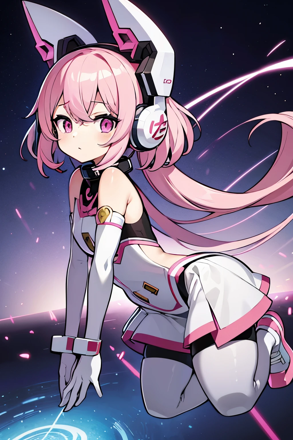 Alaves with pink and white hair and pink and white helmet, Detailed digital animation art, best anime 4k konachan wallpapers, 动漫Mecha Aesthetics, 4k highly detailed digital art, Mecha female leader, Wop and Krenz Kushart, Detailed animation, Mecha Aesthetics, advanced digital anime art