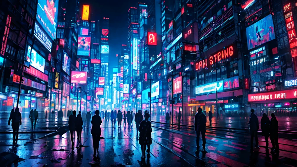 Painting of a city night view with neon lights and a big screen, hyper realistic Cyberpunk City, cyberpunk in a Cyberpunk City, Blade Runner atmosphere, Cyberpunk aesthetic, Cyberpunk aesthetics, busy Cyberpunk City, Cyberpunk atmosphere, at an Cyberpunk City, Cyberpunk City, at a Cyberpunk City, Cyberpunk City, in Cyberpunk City, beautiful Cyberpunk City, Cyberpunk atmosphere, in a futuristic Cyberpunk City, 8k HD becomes a trend on Art Station, Hyperrealistic oil painting, 4K HD, Beautiful Art UHD 4K, Beautiful artwork illustration, Beautiful digital painting, Highly detailed digital painting, Beautiful digital art, Detailed painting 4k, Highly detailed digital painting, Rich, picturesque colors, Gorgeous digital painting