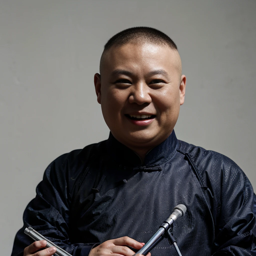 Guo Degang，chubby , Frontal bust photo，comedian，Look at the camera，ID photo，upperbody closeup，bald-headed