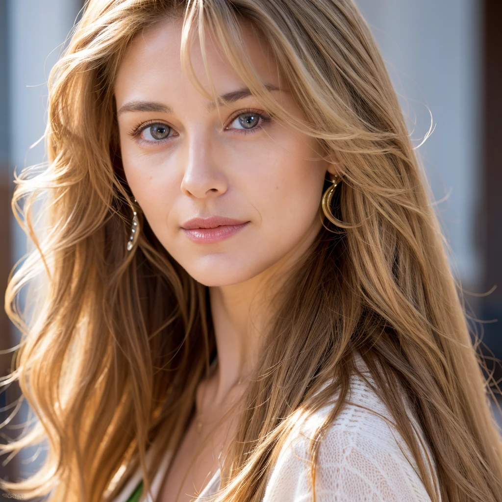 Beautiful mature woman with wavy long blond hair, Nordic beauties, Ultra-high resolution,(Realistic:1.4), ((highest quality)), ((masterpiece)), (be familiar with),