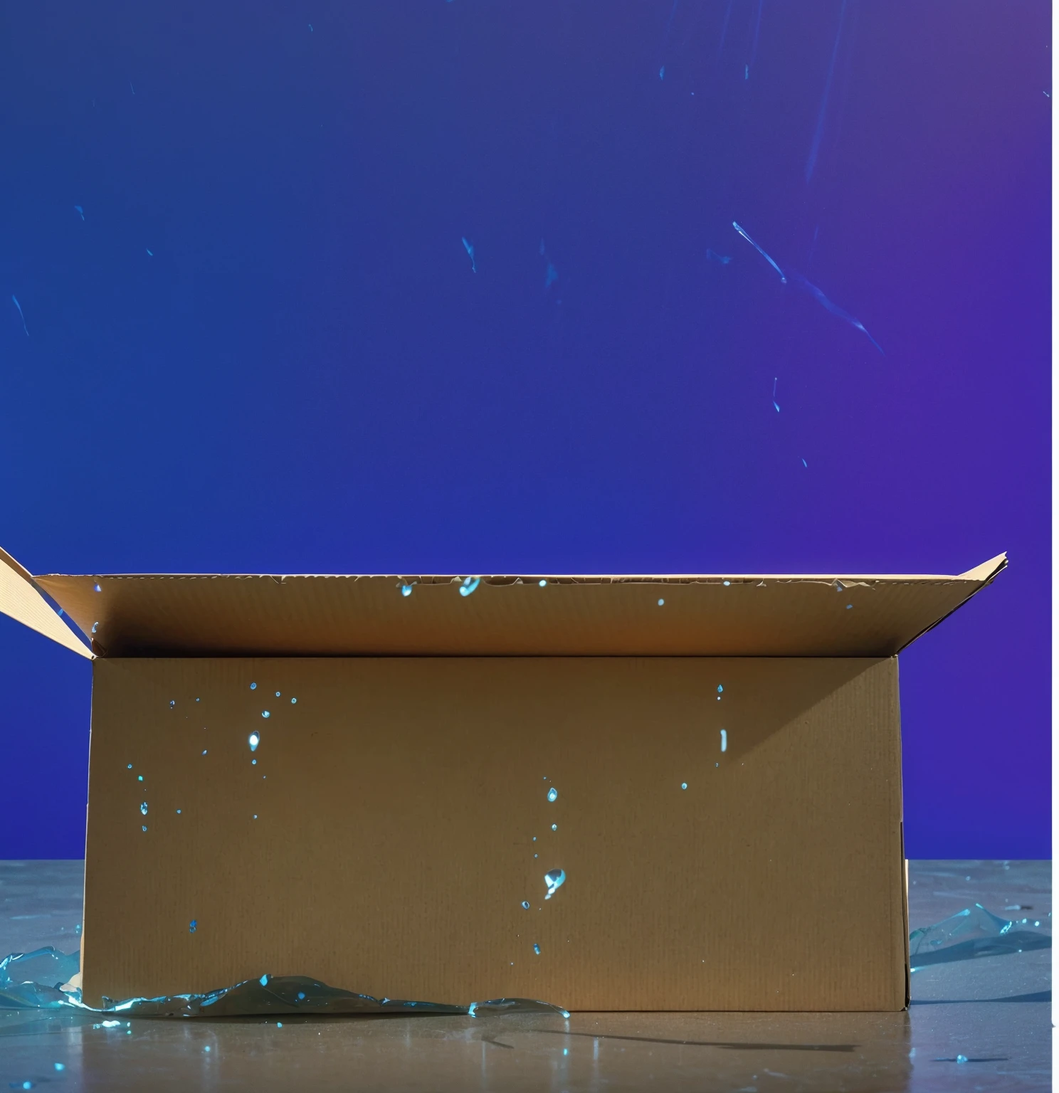The image depicts a cardboard box floating on the surface of the water. cardboard boxThe box is open on one side, and the background is dark blue, providing cardboard boxa contrast to the brown color of the cardboard. Water droplets are visible on the surface of the box, indicating that it is partially wet. cloudscartoon rendering cardboard box key frame, cute 3D rendering,,Create ultra sharp цветной рендеринг zbrush. perfect cgi, cgi art cardboard boxcreated only with gradients, smooth silhouette, cardboard boxCreate ultra sharp skin, high intensitycardboard box refraction, (plastic material), most beautiful vfx,cardboard box blue background, plastic refractions, glossy texturecardboard box, smooth 3d model, multiple light sources, rim light, sharp post effectscardboard box render, (glossy cardboard boxplastic texture with multiple big light probe refractions), perfect cgi, cgi art cardboard boxcreated only with gradients, smooth silhouette, high intensity refraction, (plastic material), most beautiful vfx, blue background