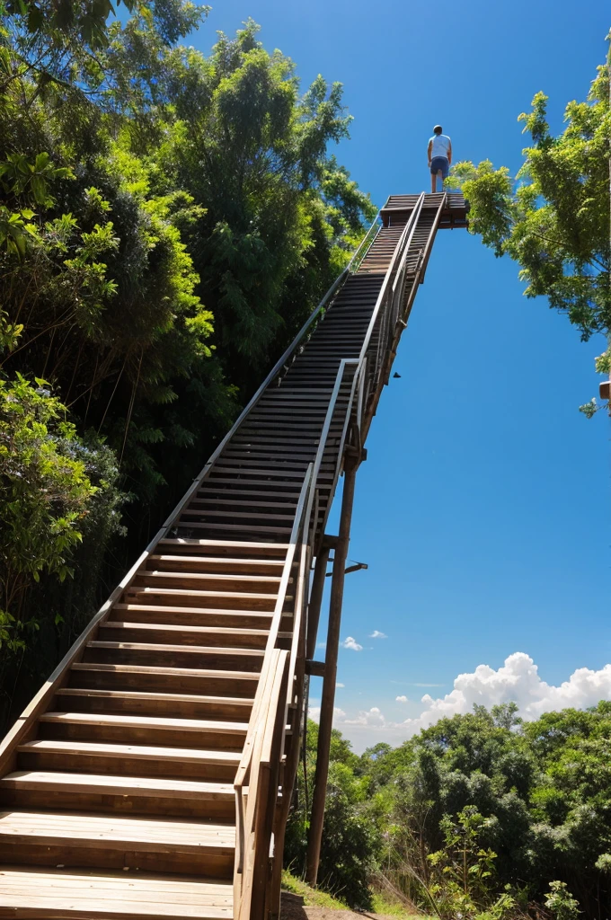 The raft stands on a stairway to heaven.