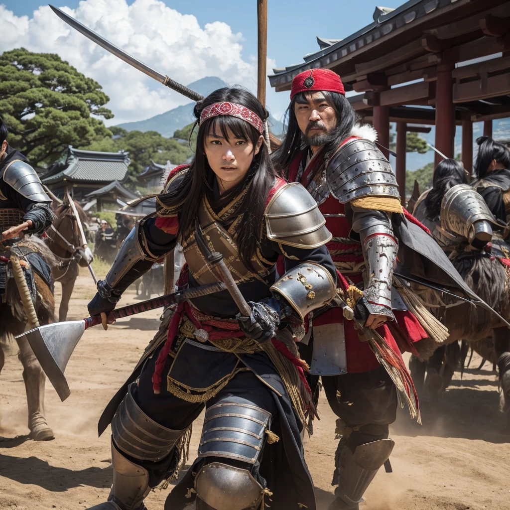 Japanese Sengoku warlords in armor