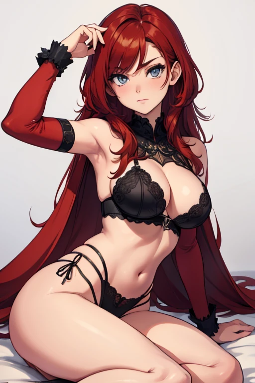 Girl, White Lingerie, Different Poses, differents angles, Red hair, Full Body