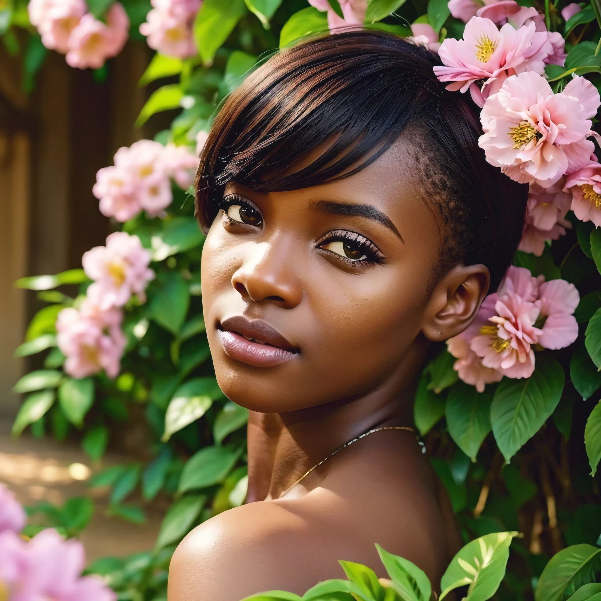 girl, with big breasts, naked, dark skinned ebony