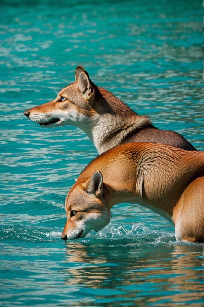 Renard sous l eau entrien de nager
