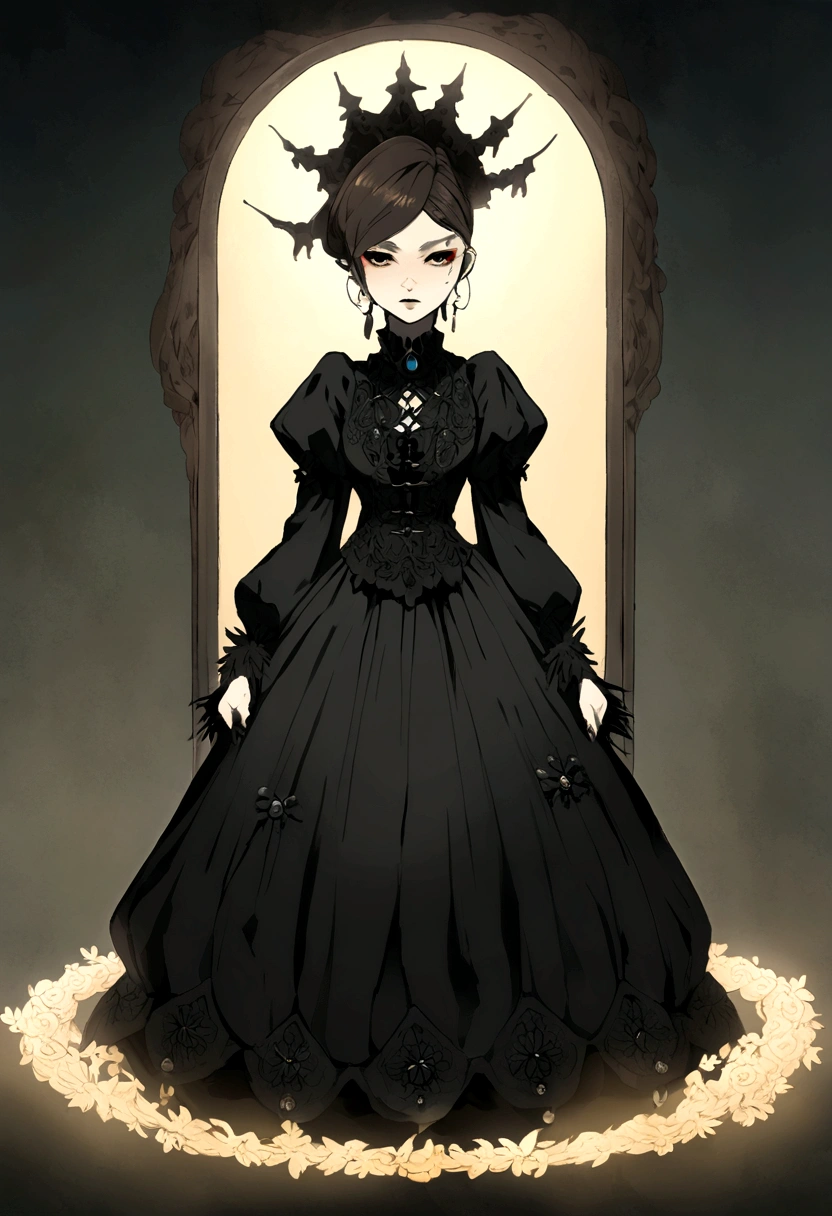 A ghibli character (2D). Ginger with a goth style 