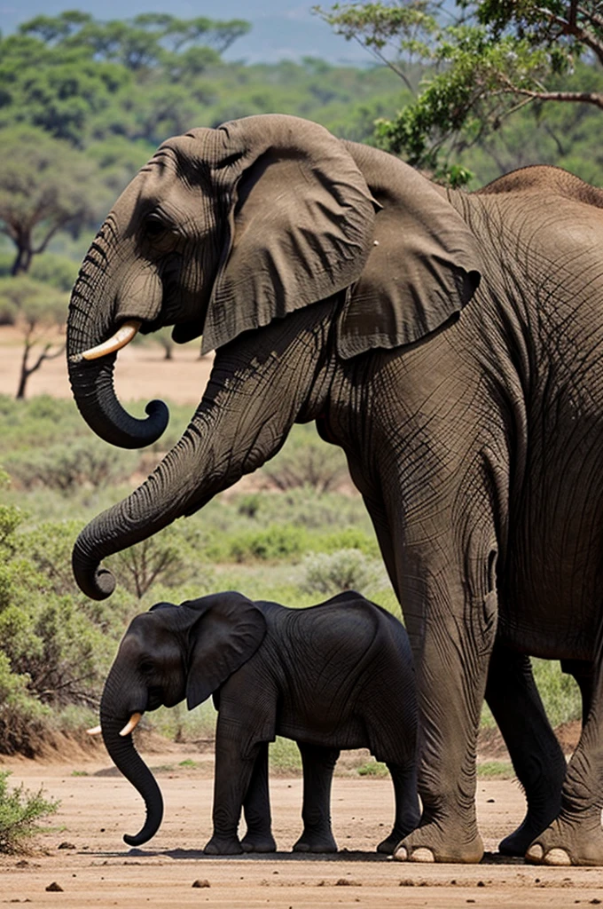 Two elephants creating the sign of