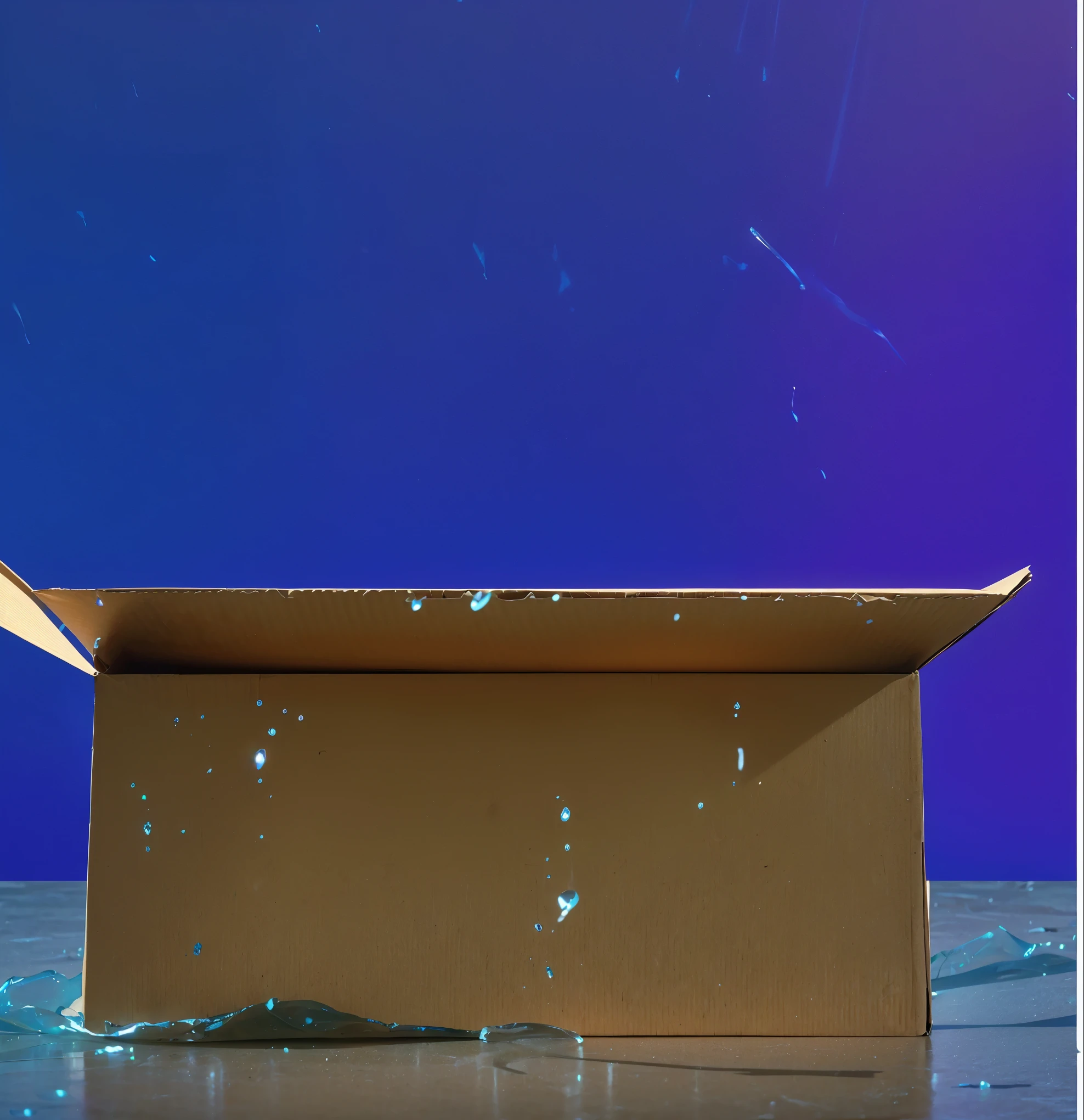 The image depicts a cardboard box floating on the surface of the water. cardboard boxThe box is open on one side, and the background is dark blue, providing cardboard boxa contrast to the brown color of the cardboard. Water droplets are visible on the surface of the box, indicating that it is partially wet. cloudscartoon rendering cardboard box key frame, cute 3D rendering,,Create ultra sharp  цветной рендеринг zbrush. perfect cgi, cgi art cardboard boxcreated only with gradients, smooth silhouette, cardboard boxCreate ultra sharp skin, high intensitycardboard box refraction, (plastic material), most beautiful vfx,cardboard box blue background, plastic refractions, glossy texturecardboard box, smooth 3d model, multiple light sources, rim light, sharp post effectscardboard box render, (glossy cardboard boxplastic texture with multiple big light probe refractions), perfect cgi, cgi art cardboard boxcreated only with gradients, smooth silhouette, high intensity refraction, (plastic material), most beautiful vfx, blue background