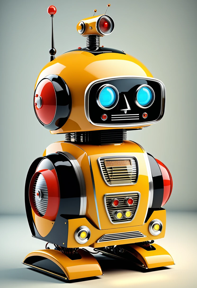 Vintage Robot Description: A retro robot, reminiscentes dos anos 50, com um design cativante e divertido. A tribute to science fiction classics and early robotics concepts.