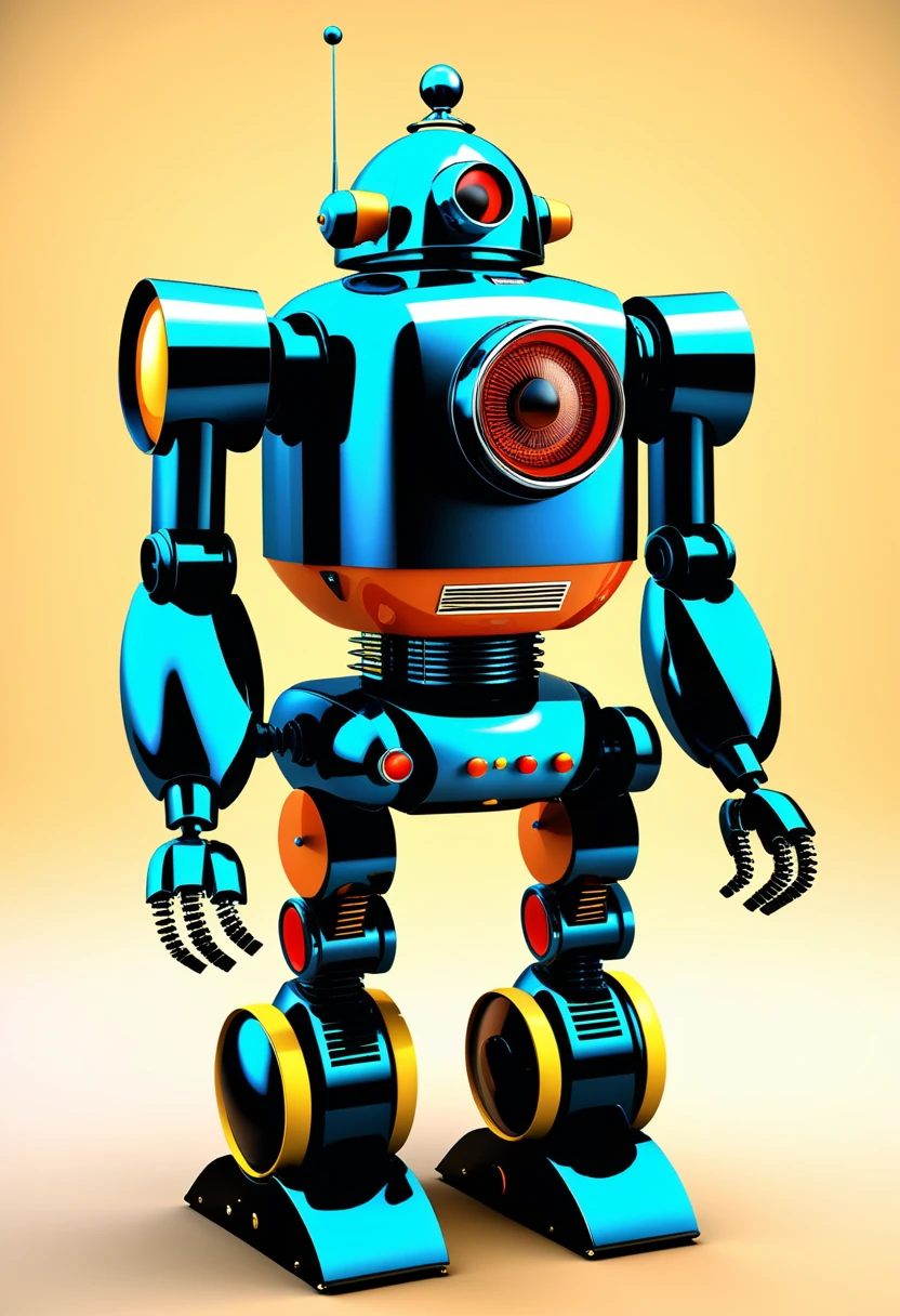 Vintage Robot Description: A retro robot, reminiscentes dos anos 50, com um design cativante e divertido. A tribute to science fiction classics and early robotics concepts.