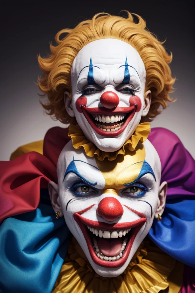a naked clown-woman, body paint clown make up style, weird clown tits and funny nipples