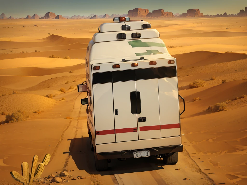  (in desert:1.5) , (ambulance:1.5)