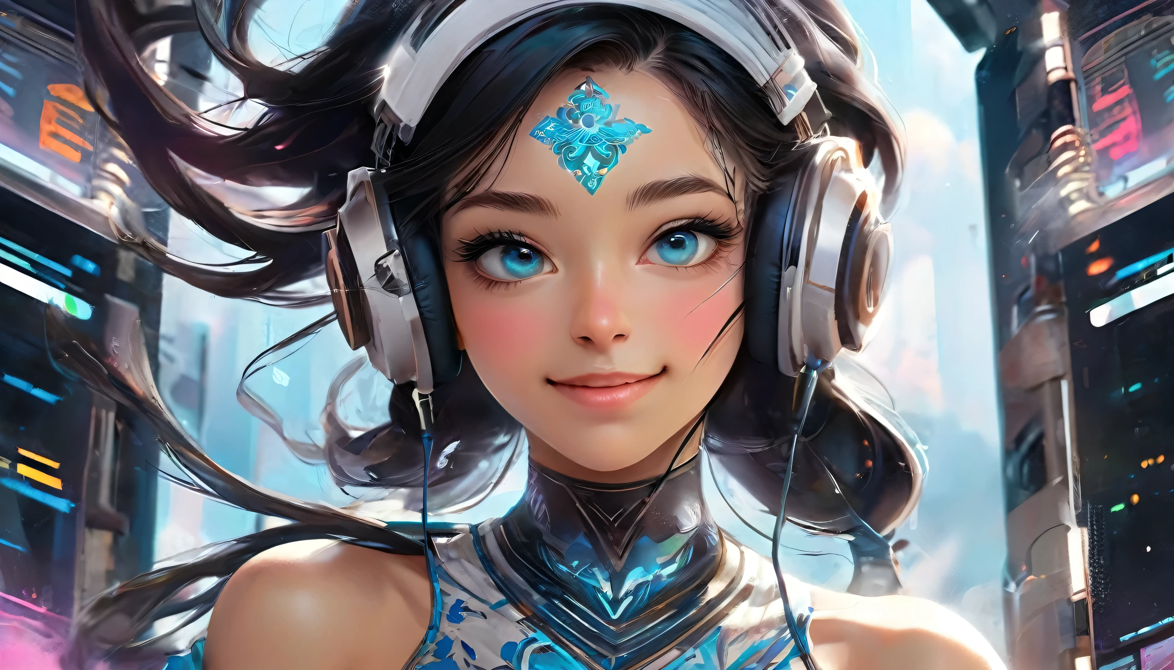 best quality, high_resolution, distinct_image, detailed background, futuristic, masterpiece. create an illustration of the process of recording songs with Islamic nuances carried out by A.I