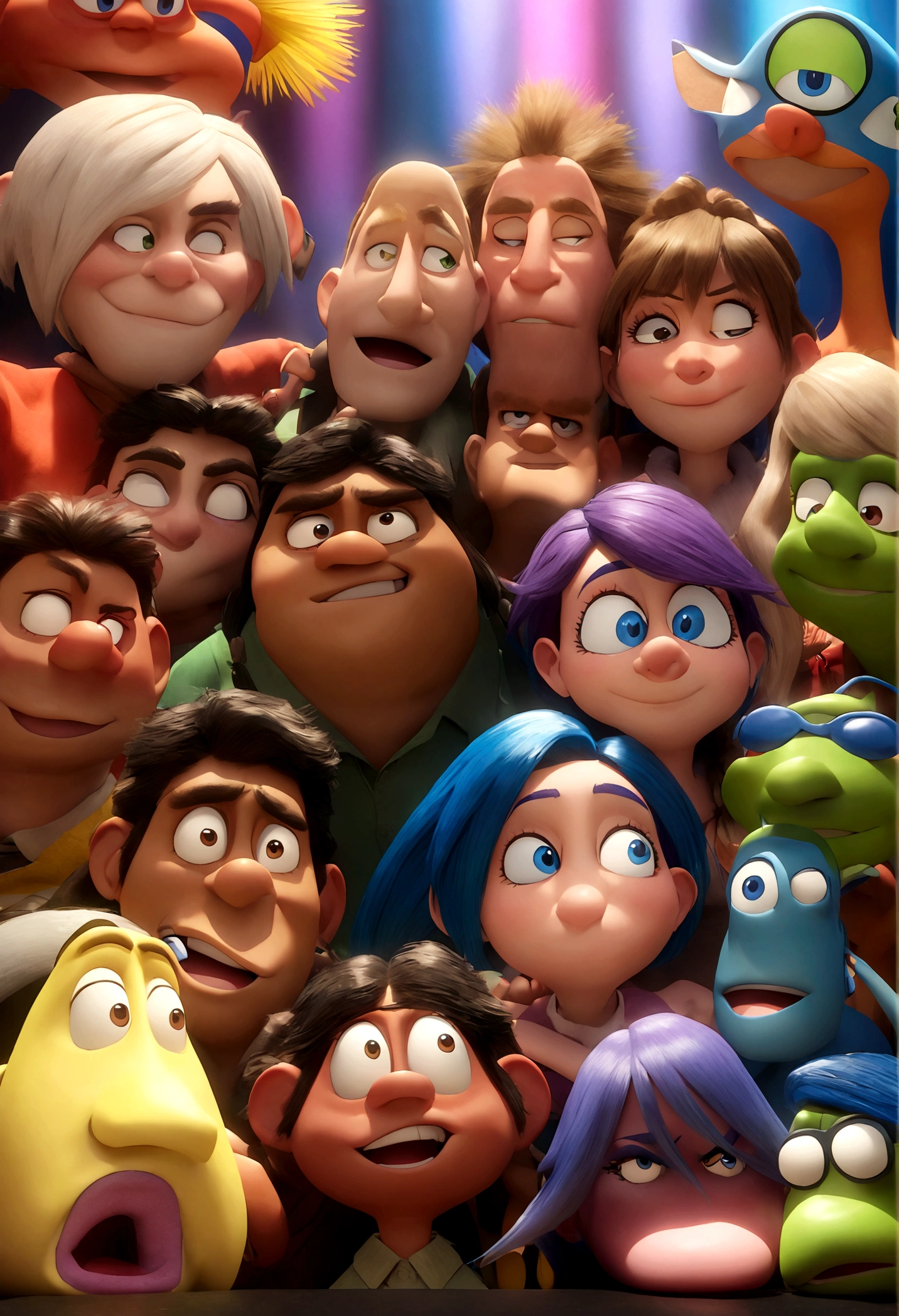 Imagem estilo Pixar com personagem 3D, mulher branca, cabelo longo cacheado, olhos pretos, Pixar, Disney, Cinema lighting,