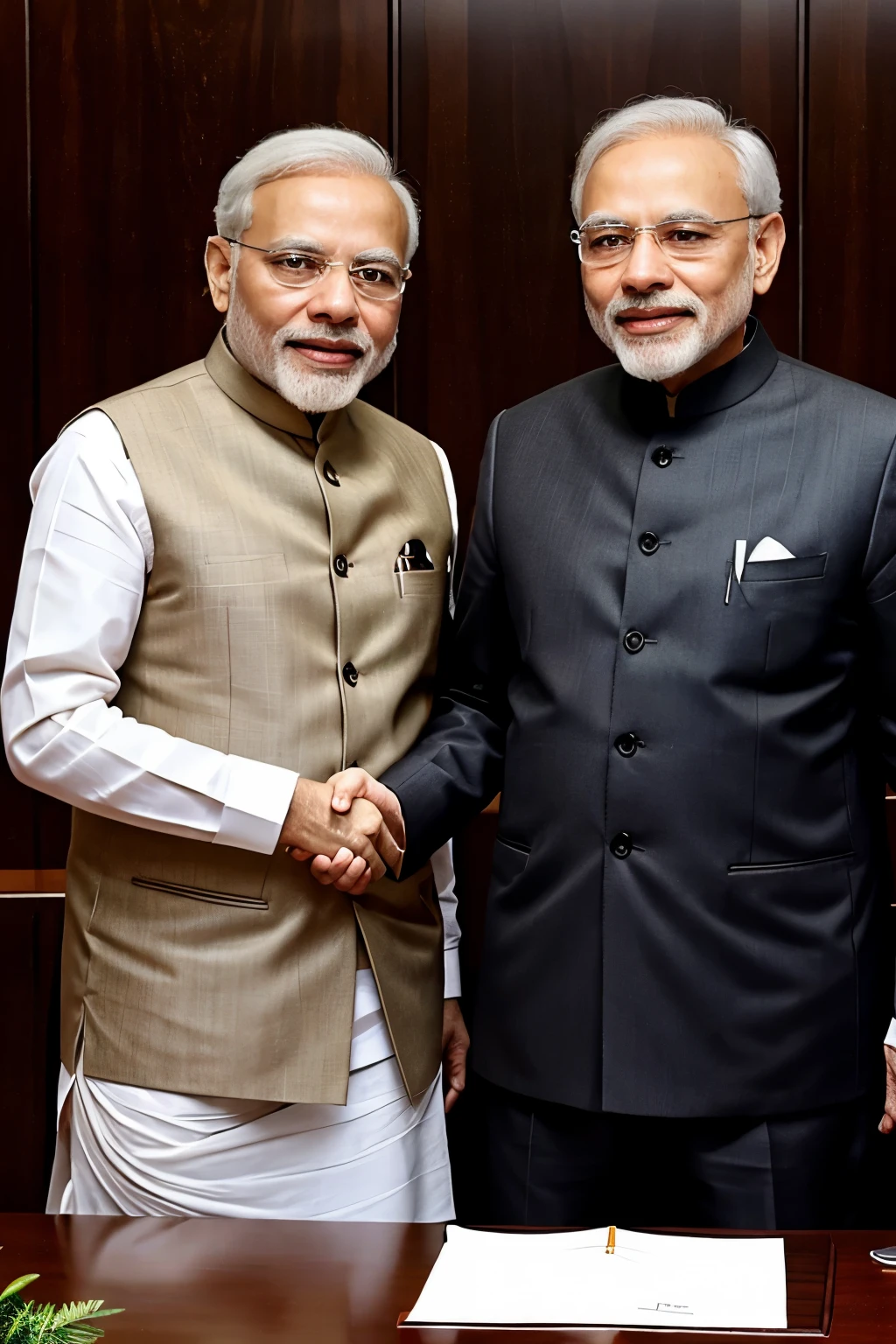 Modi eyes glow , shaking hand with business tycoon, feeling dark