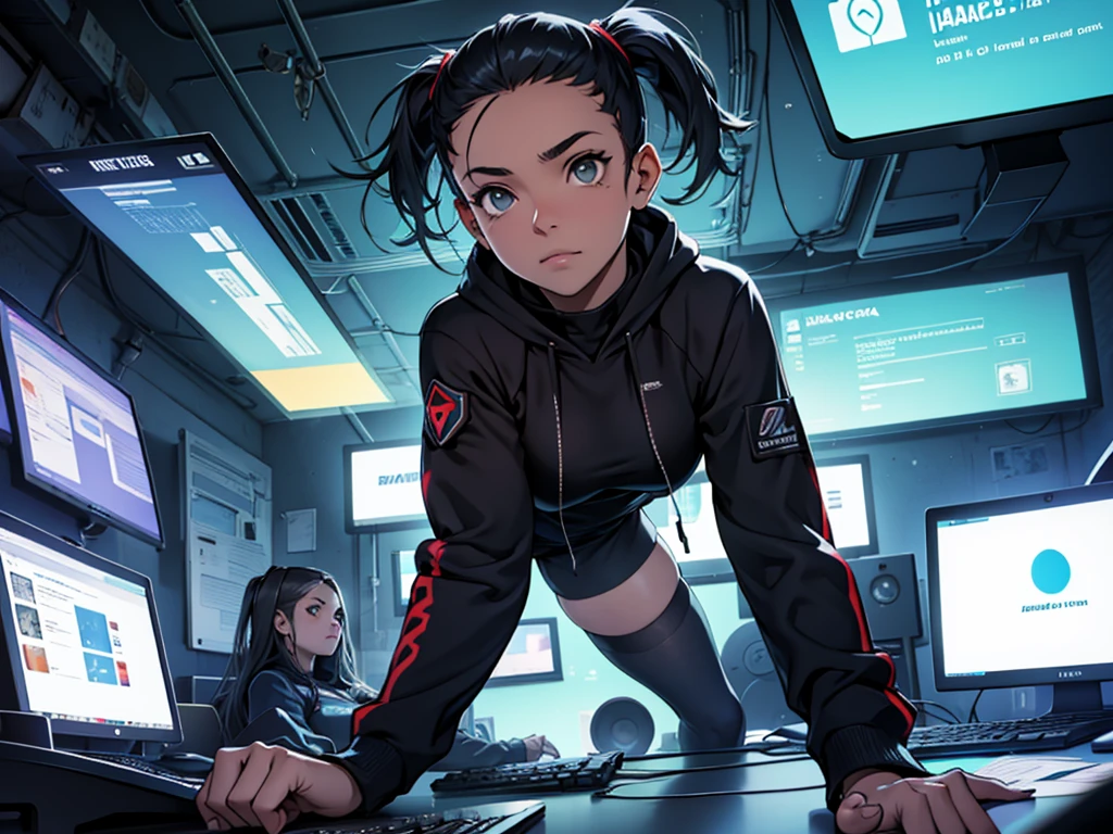 Uma garota de 16 anos, hacker and rebellious technology expert who fights against oppressive systems and for information. She is in her cozy and relaxing room