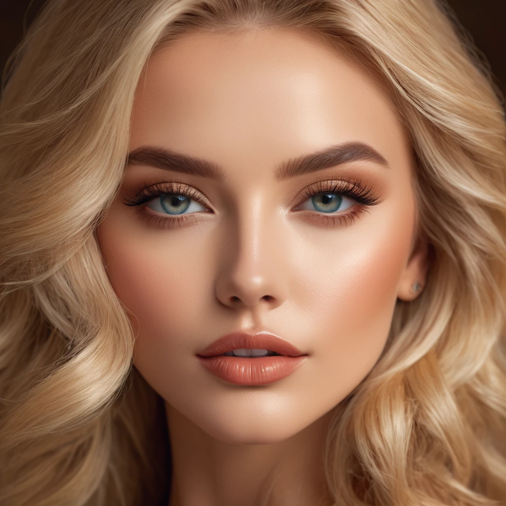 a beautiful blonde woman, detailed face, beautiful detailed eyes, beautiful detailed lips, extremely detailed face, flawless skin, elegant pose, high quality, 8k, photographic, professional lighting, warm color tones, cinematic lighting, dramatic lighting, dramatic colors, cinematic composition, masterpiece