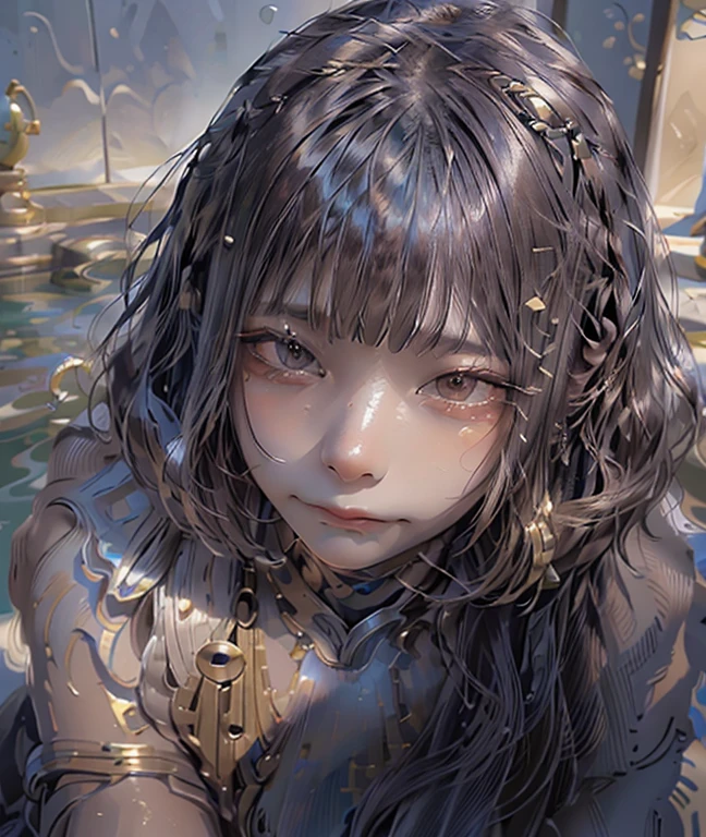 (Highest quality, 4k, 8k, high resolution, masterpiece: 1.2), ultra detailed, (realistic, photorealistic, photorealistic: 1.37), 1 girl, beautifully detailed eyes, ultra detailed pupils, moist pupils, delicate skin, beautifully detailed lips, highly detailed eyes and face, long eyelashes, cute girl, big bath, whole body covered in bubbles