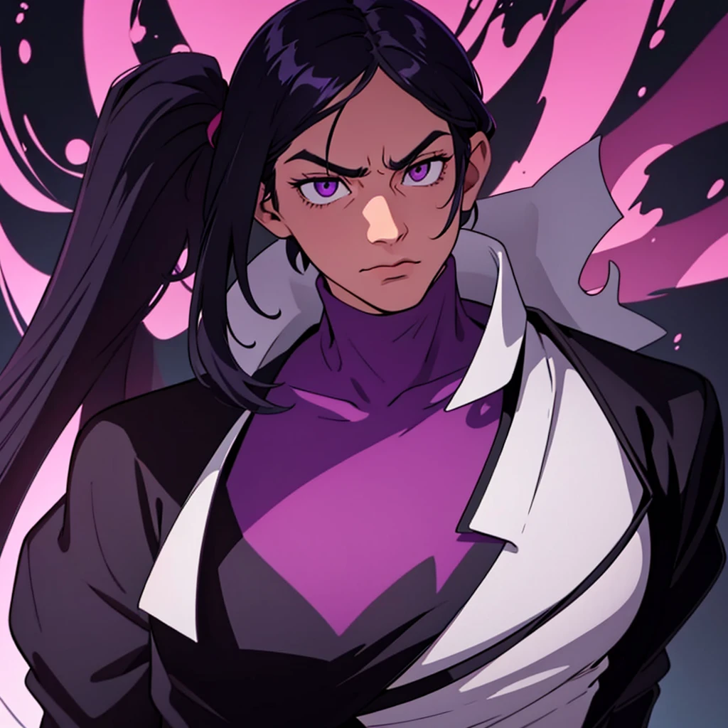 short black hair, highres, high resolution, masterpiece, wide purple eyes, talking, stoic, confident, masterpiece, best quality, highres, 1 man, Ghetto Suguru jujutsu kaisen, straight hair, black hair, short hair, ager, colorful hair, light background, full body, teen, colorful parts, symbols, dark , bold, realistic mixing dark lines and loose lines, bold lines, on paper, human man, full body, intimidating pose, stylish outfit, dark theme, beautiful, pretty, modest, standing, male, sharp chin, high cheekbones, white background, highres, high resolution, masterpiece