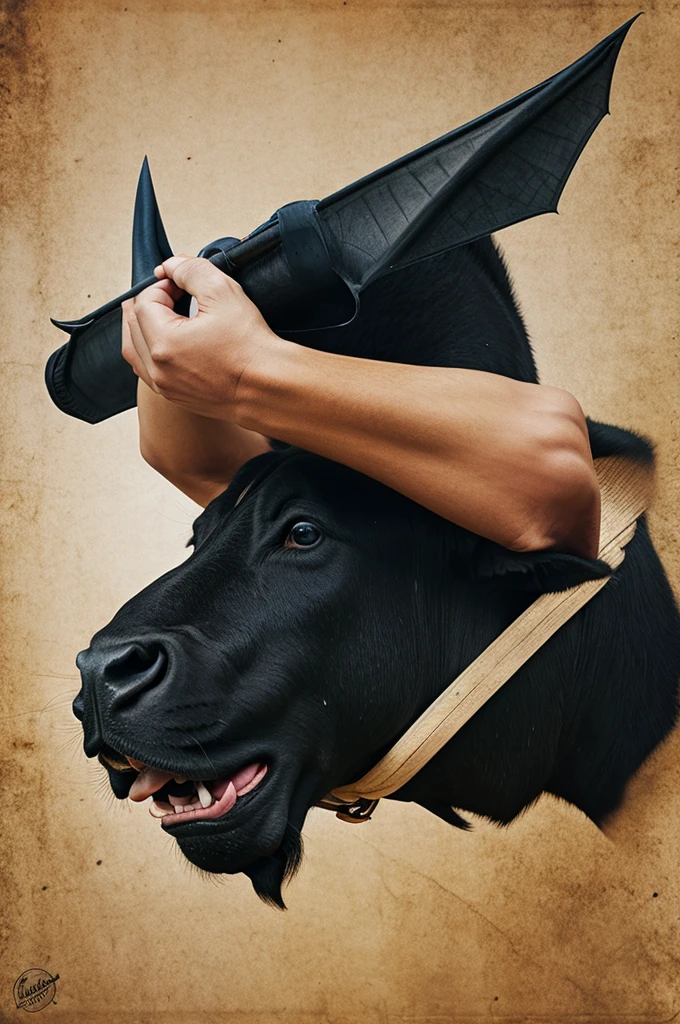 Bull holding bat