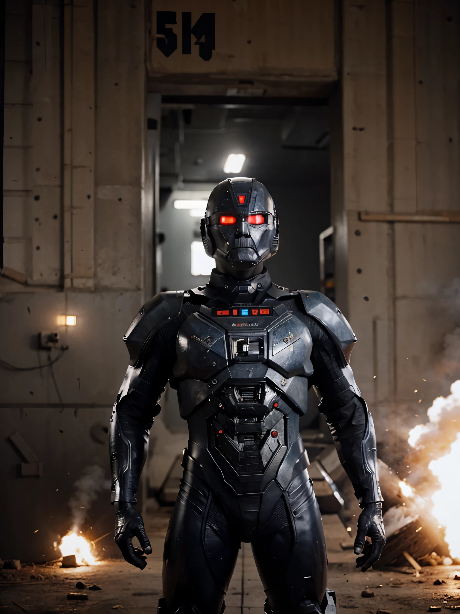 An armored man with blasting gun.