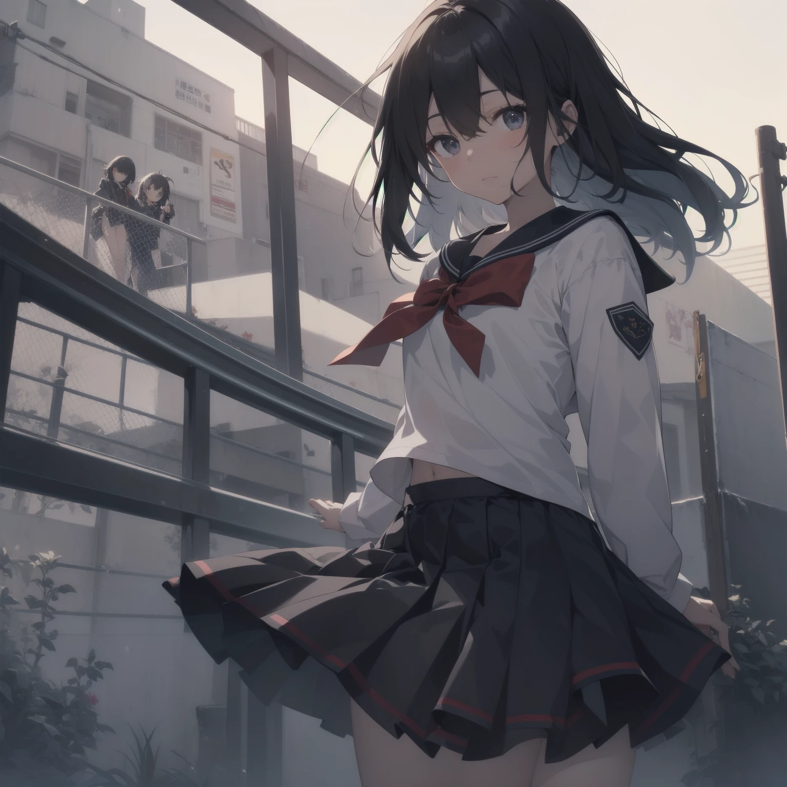 ultra-absurdres-Top quality by artist God, ultra-detailed, high resolution, anime moe artstyle, best anime 8k konachan wallpaper, pixiv contest winner, pool:2810, perfect anatomy,break, 1girl, (Please draw a girl walking sleepily to school alone. )break,(Solo,little female, -yeld:1.Full limbs, complete fingers,a junior hihort hair), short cut, flat chest, , small butt, small black eyes, beautiful detailed eyes, well-proportioned iris and pupils, expressive eyes, highres detailed hair, soft expression, salor school_uniform, sailor collar, serahuku, bow, pleated skirt,(Detailed Lighting), (Detailed background), in the School commute route. break,super detailed skin, Best cinematic lighting powered by famous artist, 8k,beauty illustration,photoshop_(medium),very aesthetic,break,((artist:neocoill )), artist:clamp ,artist:carnelian ,artist:kantoku ,
