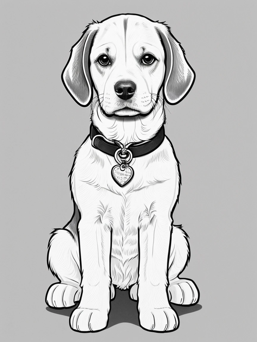 A cute dog Beagle, as a coloring page, a crisp bold outline, and background should be white for coloring pages