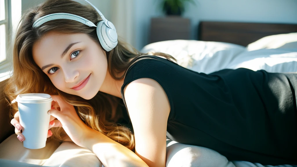 Woman listening to music、head phone、Relaxing
