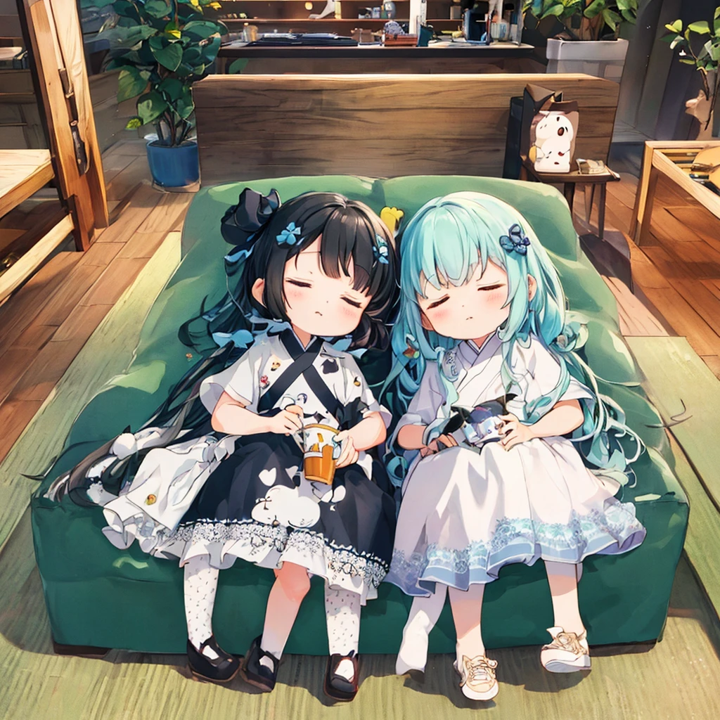 (((highest quality、最高masterpiece、Official Art、The best dynamic composition)))、Little fairy、sitting on the edge of a coffee cup、highest quality、masterpiece、Official Art、16k、so beautiful、Very detailed、Ultra-fine、Confused、A warm, pastel-colored world、Cute and fluffy、Chibi sleeping in a coffee cup、Close your eyes and take a nap.、