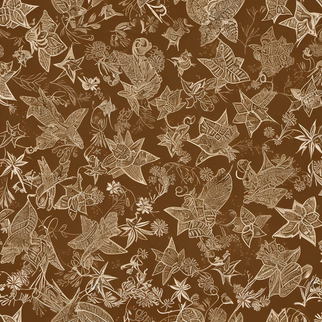 Create a watercolor print pattern background in light sepia tones. A pattern with the following elements: Christmas stars
