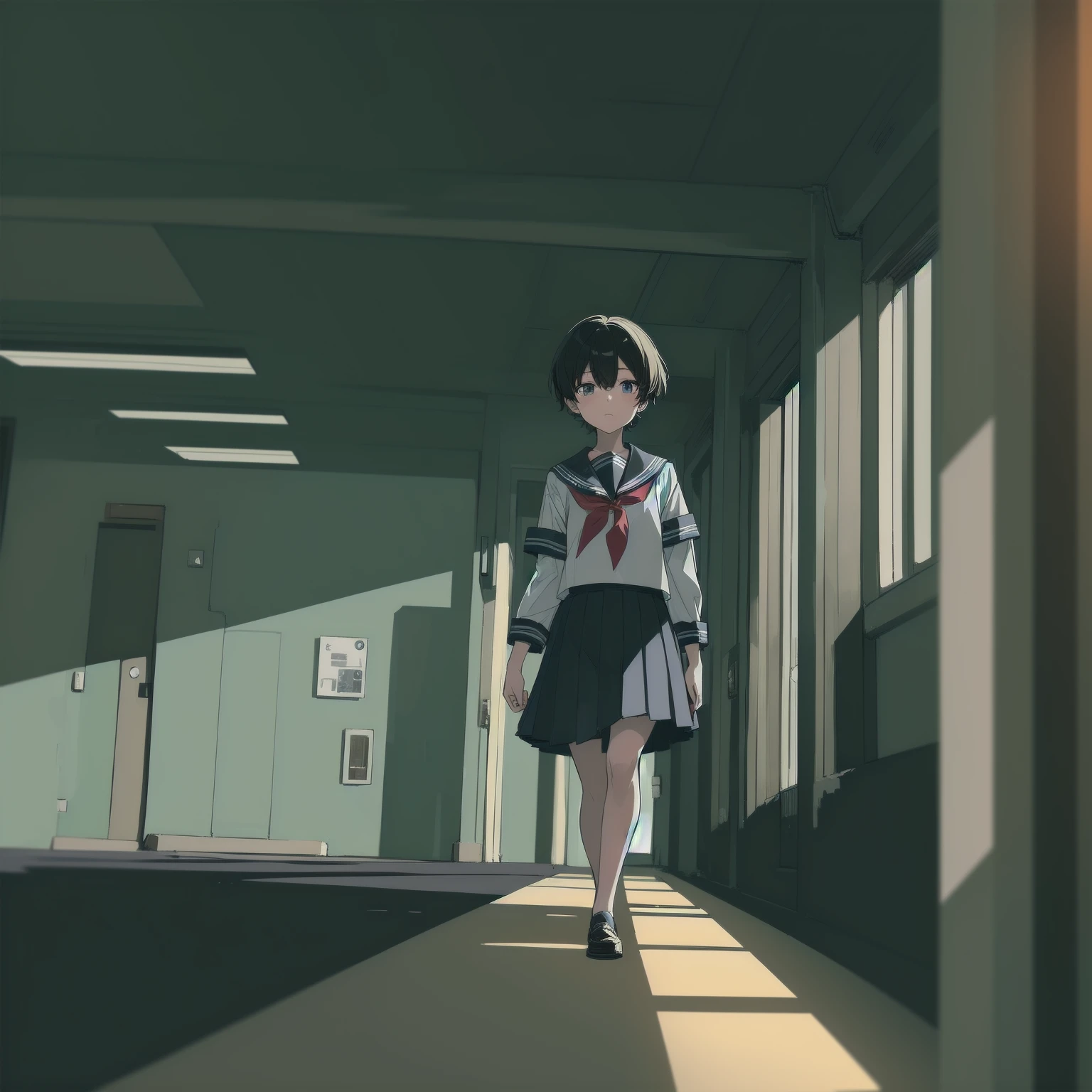 ultra-absurdres-Top quality by artist God, ultra-detailed, high resolution, anime moe artstyle, best anime 8k konachan wallpaper, pixiv contest winner, pool:2810, perfect anatomy,break, 1girl, (Please draw a girl walking sleepily to school alone. )break,(Solo,little female, 13-year-old:1.3),Full limbs, complete fingers,a junior high school student, (very short hair), short cut, flat chest, , small butt, small black eyes, beautiful detailed eyes, well-proportioned iris and pupils, expressive eyes, highres detailed hair, soft expression, salor school_uniform, sailor collar, serahuku, bow, pleated skirt,(Detailed Lighting), (Detailed background), in the School commute route. break,super detailed skin, Best cinematic lighting powered by famous artist, 8k,beauty illustration,photoshop_(medium),very aesthetic,break,((artist:neocoill )), artist:clamp ,artist:carnelian ,artist:kantoku ,
