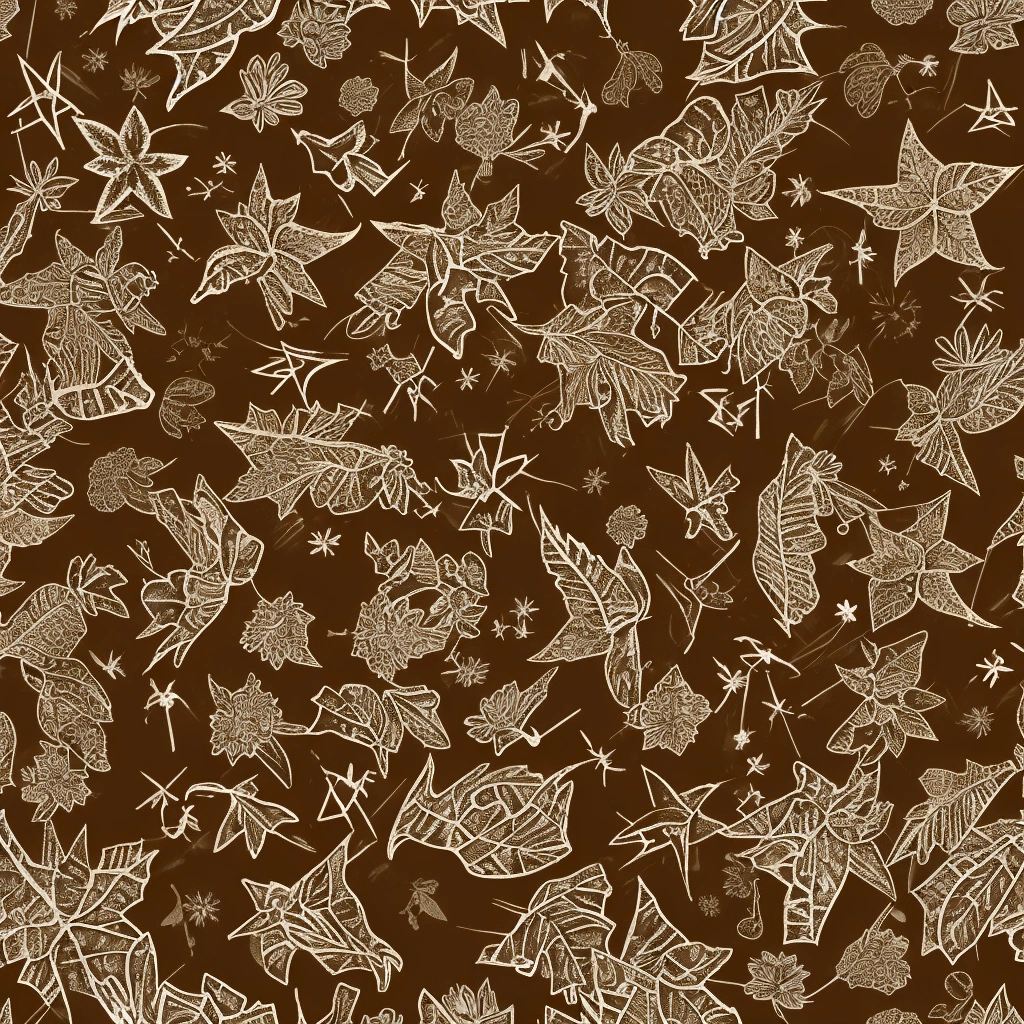 Create a watercolor print pattern background in light pale sepia tones. A pattern with the following elements: Christmas stars