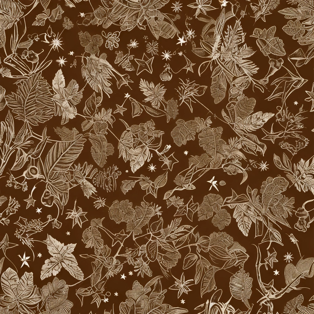 Create a watercolor print pattern background in light pale sepia tones. A pattern with the following elements: Christmas stars