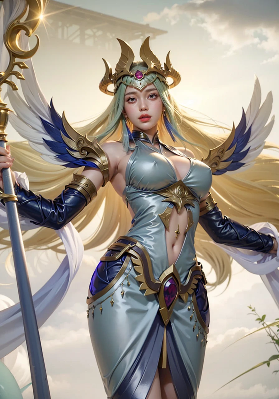 a close up of a girl(vexana) , green hair , big booobs ,  shadowbringers cinematic, 4 k detail fantasy, a beautiful fantasy empress, game cg, xianxia fantasy, xianxia hero, 2. 5 d cgi anime fantasy artwork, cinematic goddess close shot, ruan jia and artgerm, wow 4 k detail fantasy, hyperdetailed fantasy character