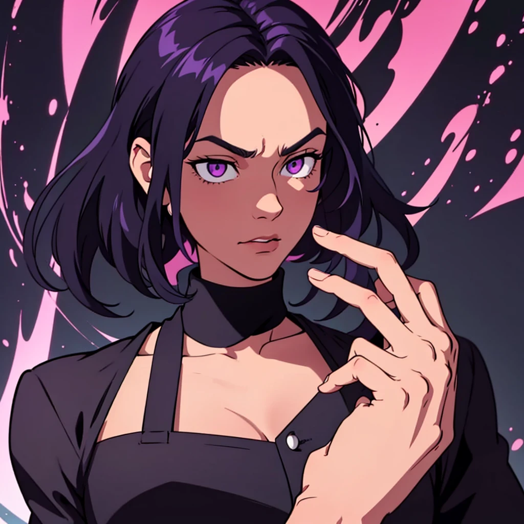 short black hair, highres, high resolution, masterpiece, wide purple eyes, talking, stoic, confident, masterpiece, best quality, highres, 1 man, Geto Suguru jujutsu kaisen, straight hair, slicked back hair, pushed back hair, black hair, short hair, 2 strands in front of face, 2 strands in front teenager, colorful hair, light background, full body, teenager, colorful parts, symbols, dark , bold, realistic mixing dark lines and loose lines, bold lines, on paper, human man, full body, intimidating pose, stylish outfit, dark theme, beautiful, pretty, modest, standing, male, sharp chin, high cheekbones, white background, highres, high resolution, masterpiece