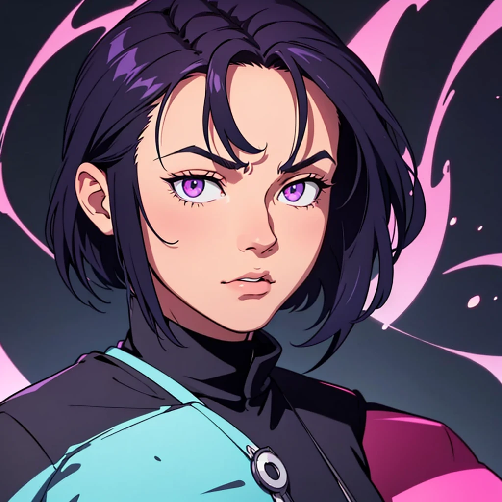 short black hair, highres, high resolution, masterpiece, wide purple eyes, talking, stoic, confident, masterpiece, best quality, highres, 1 man, Geto Suguru jujutsu kaisen, straight hair, slicked back hair, pushed back hair, black hair, short hair, 2 strands in front of face, 2 strands in front teenager, colorful hair, light background, full body, teenager, colorful parts, symbols, dark , bold, realistic mixing dark lines and loose lines, bold lines, on paper, human man, full body, intimidating pose, stylish outfit, dark theme, beautiful, pretty, modest, standing, male, sharp chin, high cheekbones, white background, highres, high resolution, masterpiece