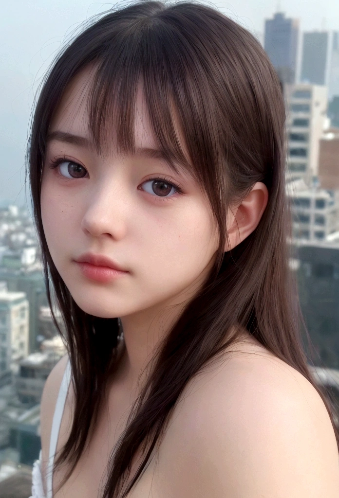 (One girl:1.3), alone, (((Very Detailed face)))), ((Very detailedな目と顔)))), beautifulディテールの目, Body parts__, Official Art, Unified 8k wallpaper, Very detailed, beautiful and beautiful, beautiful, masterpiece, 最high quality, original, masterpiece, Ultra HD Photos, 最high quality, Ultra-high resolution, Realistic realism, sunlight, , Amazing beauty, Dynamic pose, Delicate face, Vivid eyes, (from the front), Very detailedな都市の屋根の背景, rooftop, Overlooking the city, Detailed face, Detailed, intricate and busy background, Messy, nice, milky, Very detailedな肌, Realistic skin detail, Pores are visible, Clear focus, Volumetric Fog, 8K Ultra HD, Digital SLR, high quality, Film Grain, Fair skin, Photographic realism, Lomography, , translucent