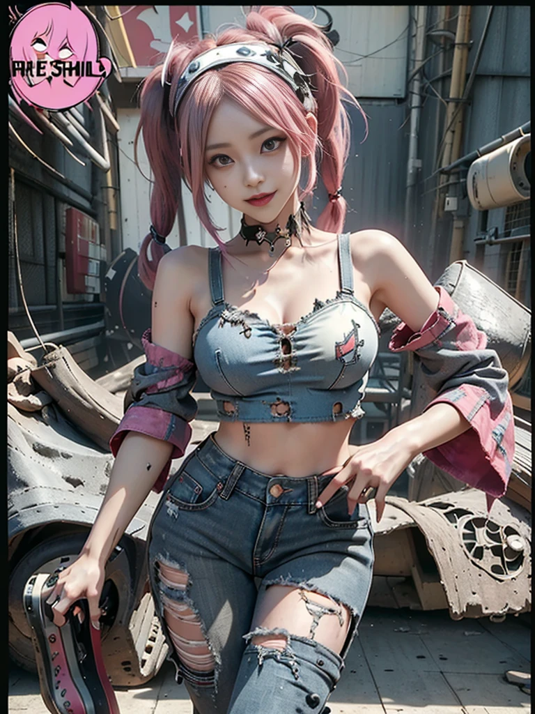 (Full Body View:1.3)、(Side view:1.1)、(Beautiful face:1.3)、(Smiling with teeth showing:1.3),(Shibuya Gal:1.5)、(Beautiful hookers from Beverly Hills:1.4)、(Neo-goth fashion:1.5)、(Punk RockVisual Kei:1.4)、(Modern white and red Barong:1.5)、(Tattered brown and charcoal denim bugle pants:1.5)、(Mustard Yellow Headband:1.3)、(Charcoal and khaki high heels:1.4)、collar、(We sell patterned underwear with logos.:1.4)、15 years old、NSFW,((Highest quality、In 8K、masterpiece:1.3))、Sharp focus:1.2、(Layered Cut、Huge boobs:1.1),Beautiful woman with perfect figure:1.4、(Open legs:1.3)、(Raise your arms:1.2)、(Open your crotch:1.3)、Slender Abs:1.2、Butt、Highly detailed face and skin texture、Detailed eyes、double eyelid,(Twin tails:1.3)、(Pink Hair:1.3)、Dynamic Pose、Obscene pose、Humiliating pose、Gravure idol、(luxury fashion show stage:1.3)、(Make your legs thinner:1.4)、(Slim body:1.3)、(clavicle:1.1)