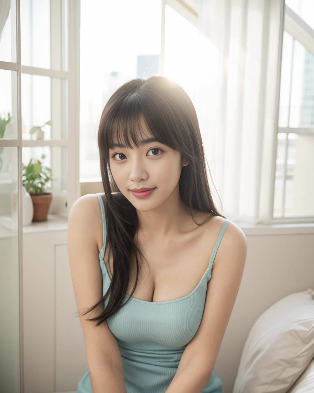 (best quality,masterpiece:1.2,realistic,photorealistic:1.37),
(perfect breast shape, E cup:1.2),
arafed woman with beauty black hair,
beauty detailed face, beautiful black hair, perfect nose, gorgeous eyes, shy smile,
, no make-up, nice slim body,