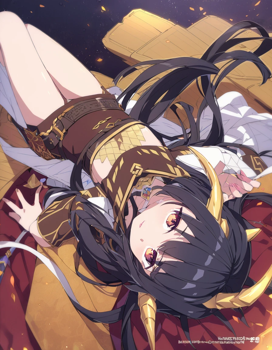 Worm 3 crawls on Ishtar's crotch and sucks,Expression fear,The barefoot